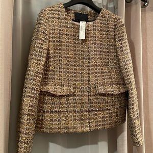 J crew collection size 8 gold tweed zip blazer bnwt #28622